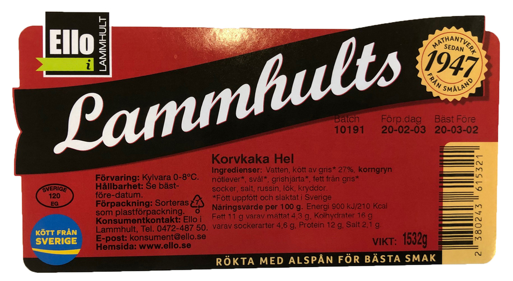 Lammhults Korvkaka hel