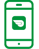 Piktogram av en telefon och länstrafikens reseapp