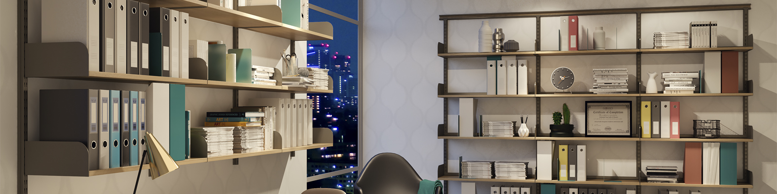 Wooden shelves