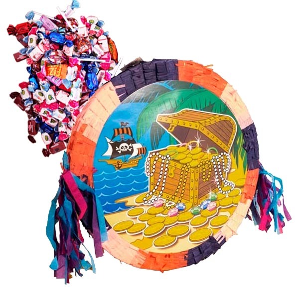 PIÑATA SKATTKISTA REGNBÅGE + 1 kg godis