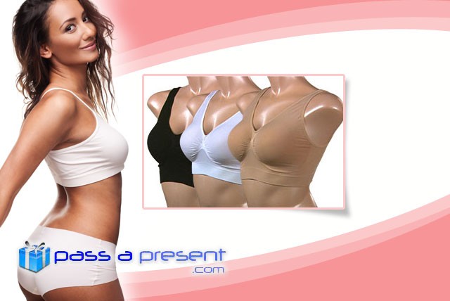 £17.99 instead of £36.99 (from passapresent.com) for a set of 3 wireless, comfy bras in black, white and nude – save an uplifting 51%