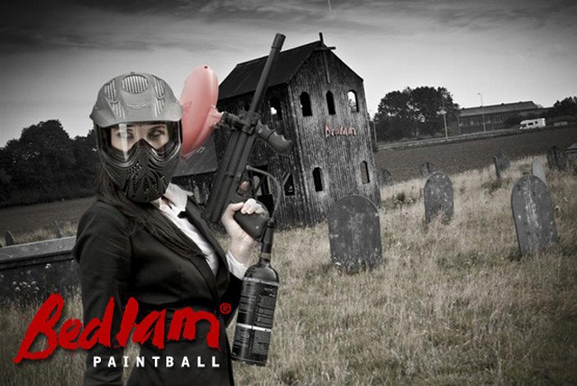 £5 for a day's paintballing for 5, £10 for 10 or £15 for 15 people inc. 100 paintballs each & lunch at Bedlam Paintball - save up to 94%