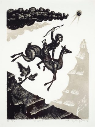 Φώτης Βάρθης (1983- ), «Το κλειδί», 2014. Ξυλογραφία, 35 × 25 εκ. Συλλογή του καλλιτέχνη.