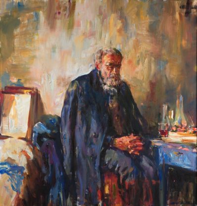 Ανδρέας Κοντέλλης (1966- ), «Ο Παπαδιαμάντης στο φως του απογεύματος», 2011. Λάδι σε καμβά, 160 × 150 εκ. Συλλογή του καλλιτέχνη.