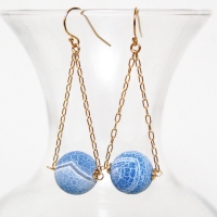 Blue reinforced agate gold earrings on ilovemarkets London