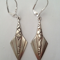 art deco geometric design silver plated earrings on I Love Markets