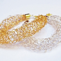 Gold/silver hand knitted bracelet on I Love Markets
