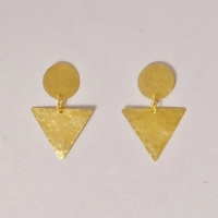 Large brass triangle earrings on I Love Markets
