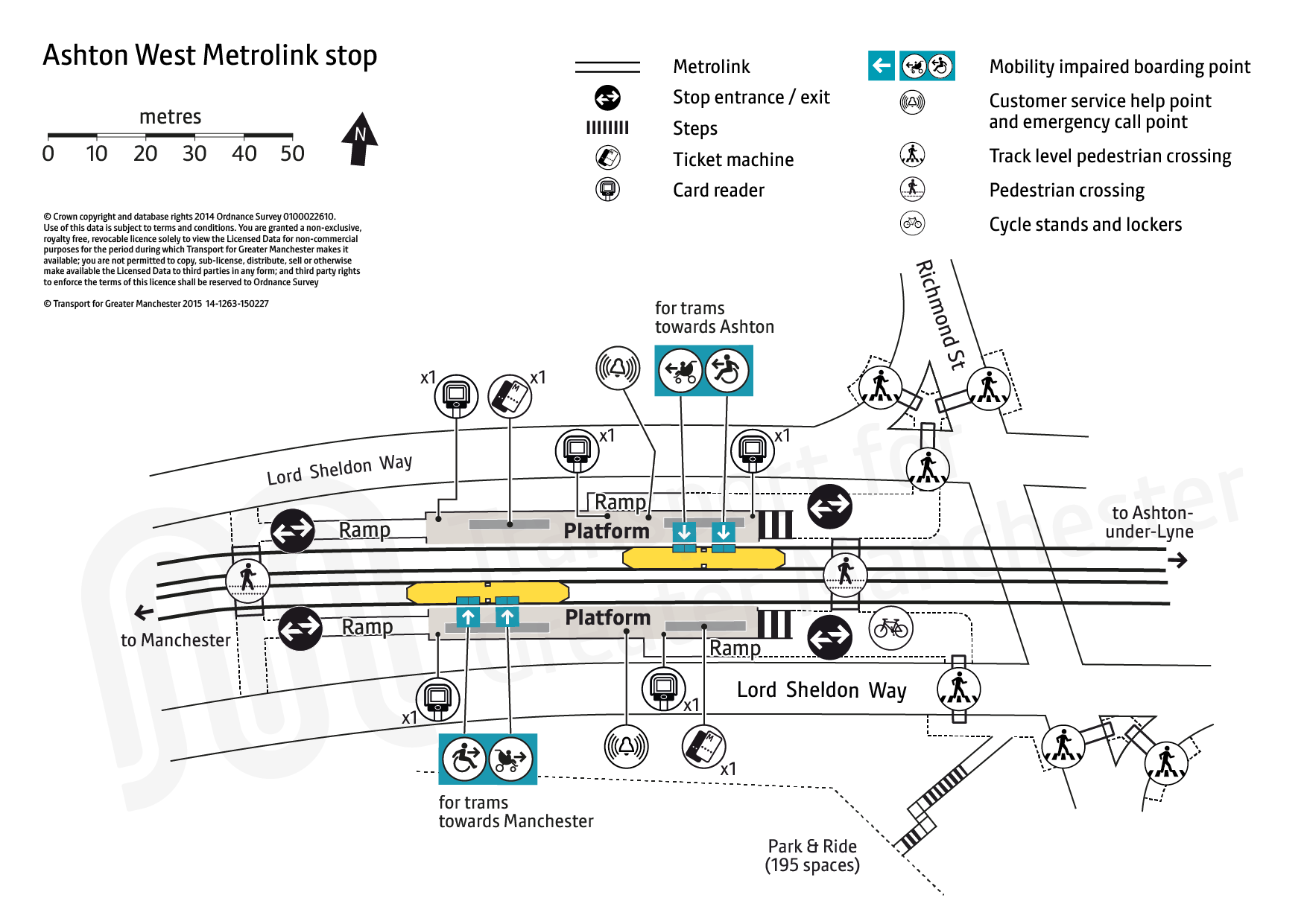 Stop map for Ashton West tram stop