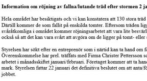 Information om röjning av fallna träd Information om röjning av fallna träd