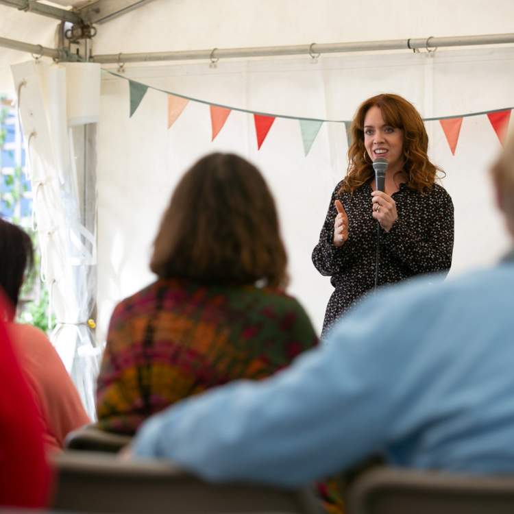Best-selling author Erin Kelly in the Waterstones Tent