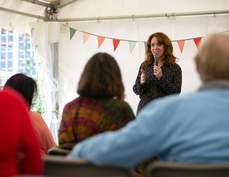 Best-selling author Erin Kelly in the Waterstones Tent
