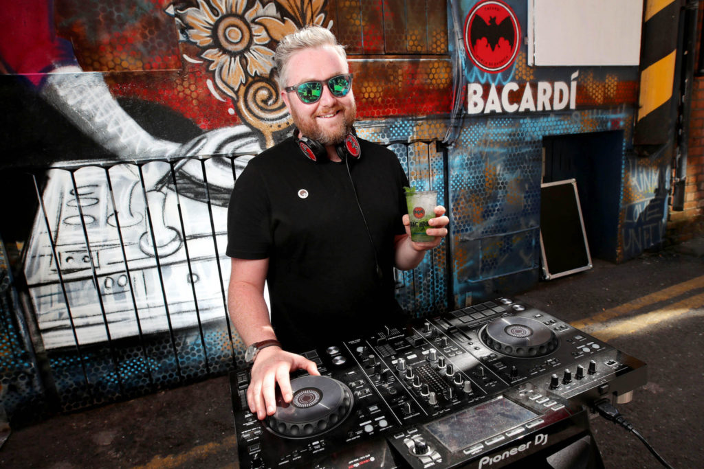 Krafty Kuts behind his trusty DJ equipment in preparation for his upcoming appearance at Electric Picnic
