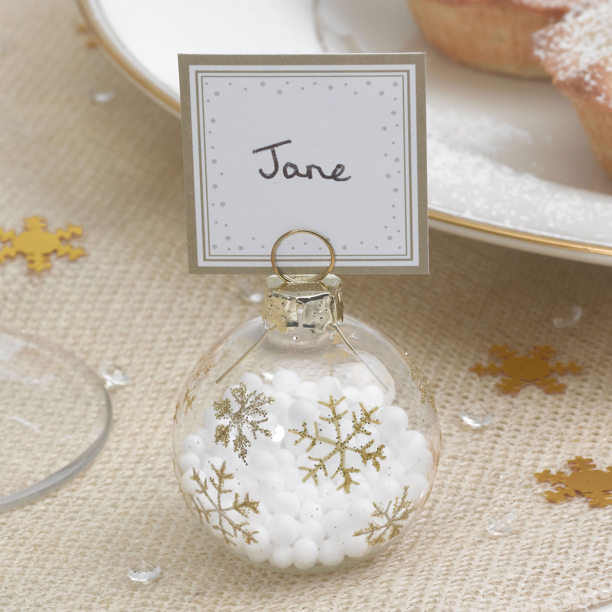 Christmas bauble place cards