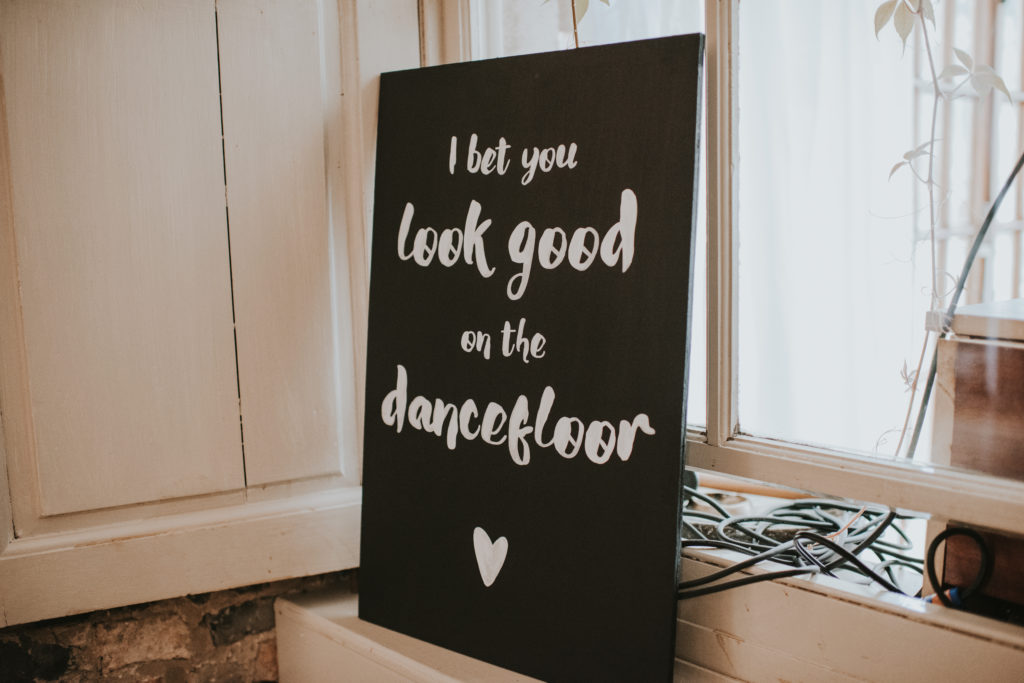 Signage at Orla & Gavin's wedding at Cloughjordan House