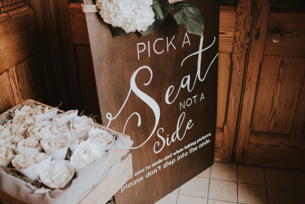 Signage at Orla & Gavin's wedding at Cloughjordan House