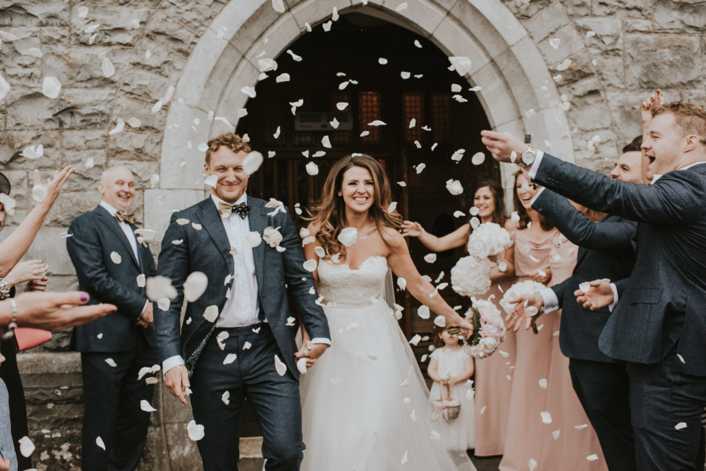 Leaving the Church. Orla & Gavin's wedding at Cloughjordan House
