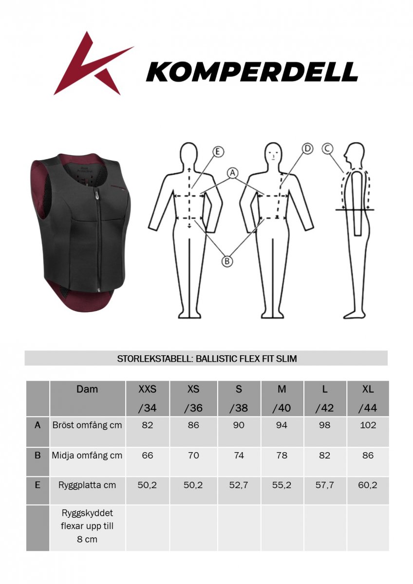 Ryggskydd, XXS-XXL, Komperdell bild 5