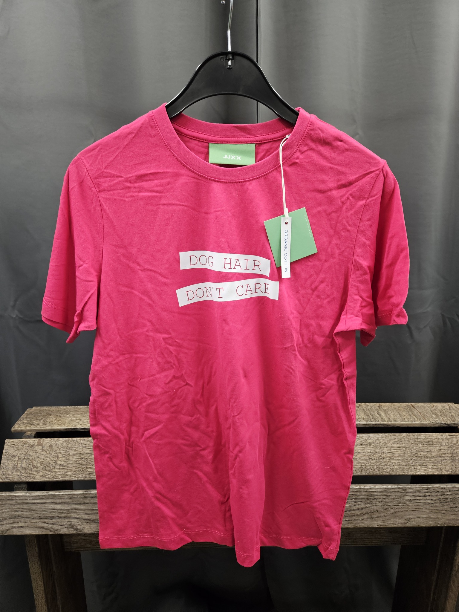 T-shirt, XS, "Dog hair, don't care"