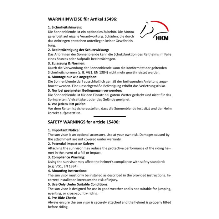 Solskärm, one size, HKM Sunblock bild 2