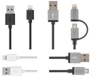 Kablar för synk och laddning av telefoner och surfplattor