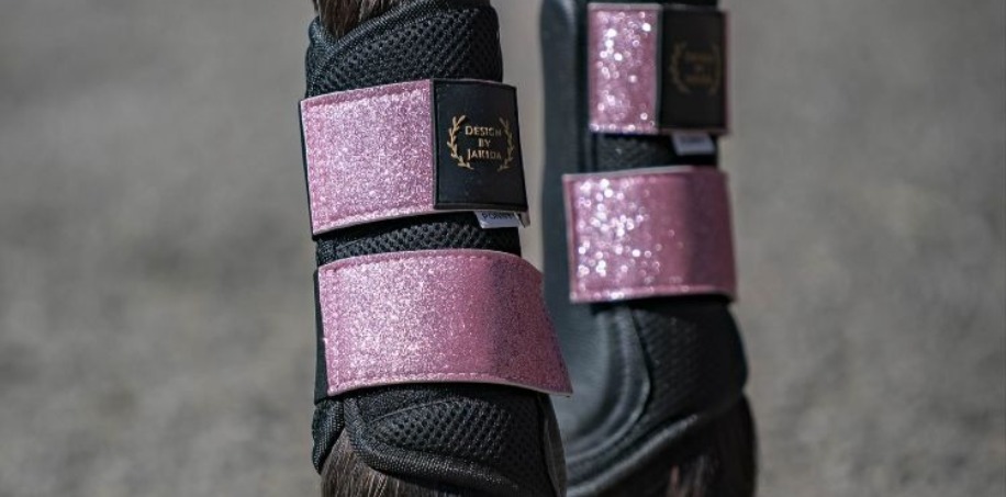 benskydd häst med rosa glitter