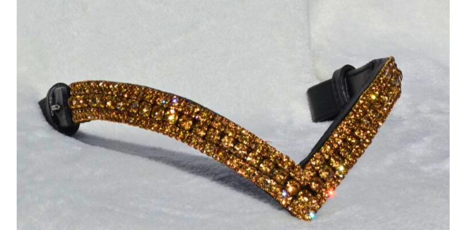 v format guld pannband häst