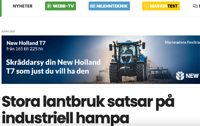Stora lantbruk satsar på industriell hampa