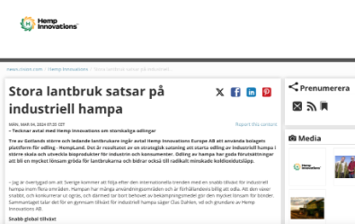 Rekordmånga Lantbrukare satsar på hampa