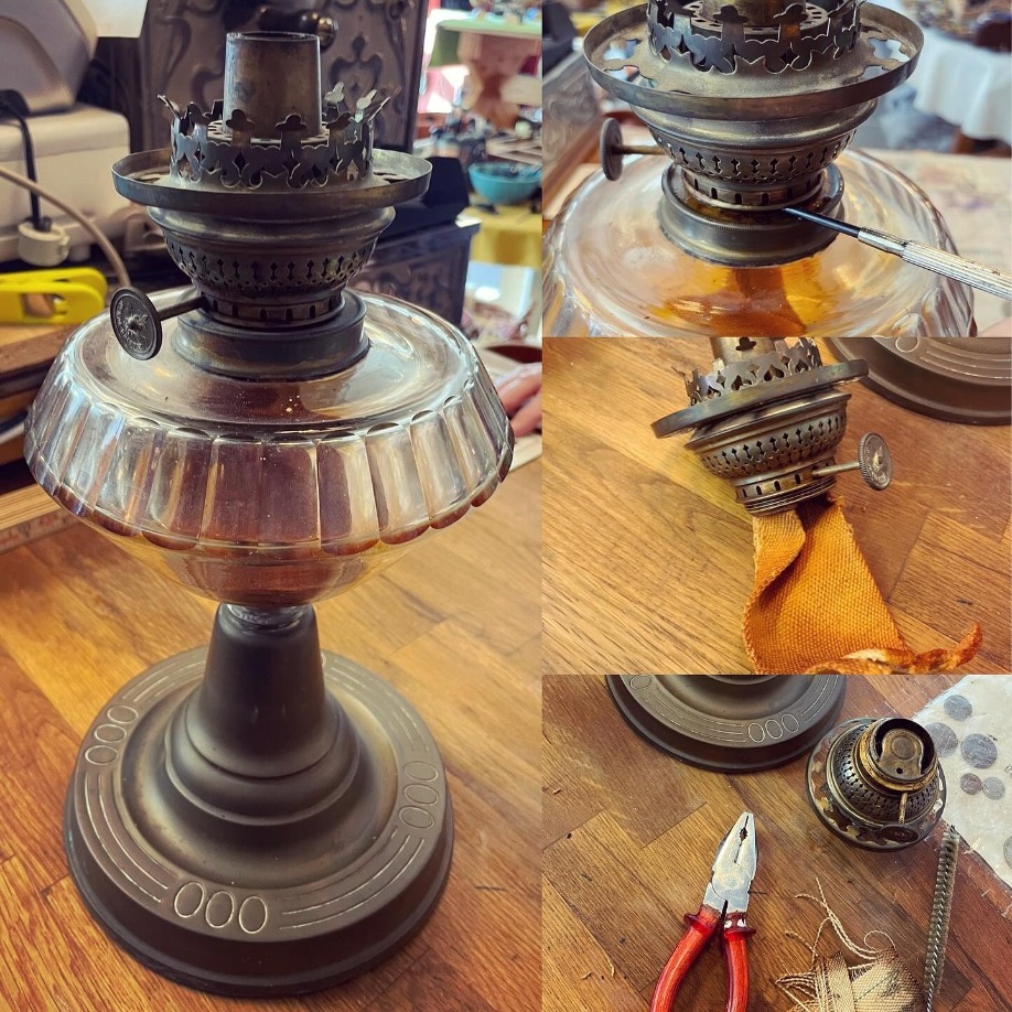 Hur man lossar en brännare från en fotogenlampsfot med en skruvmejsel