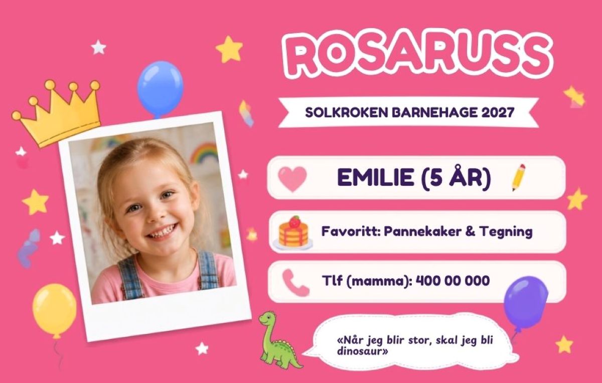 Barnehageruss 2027 • Rosaruss Kort (Miniruss)