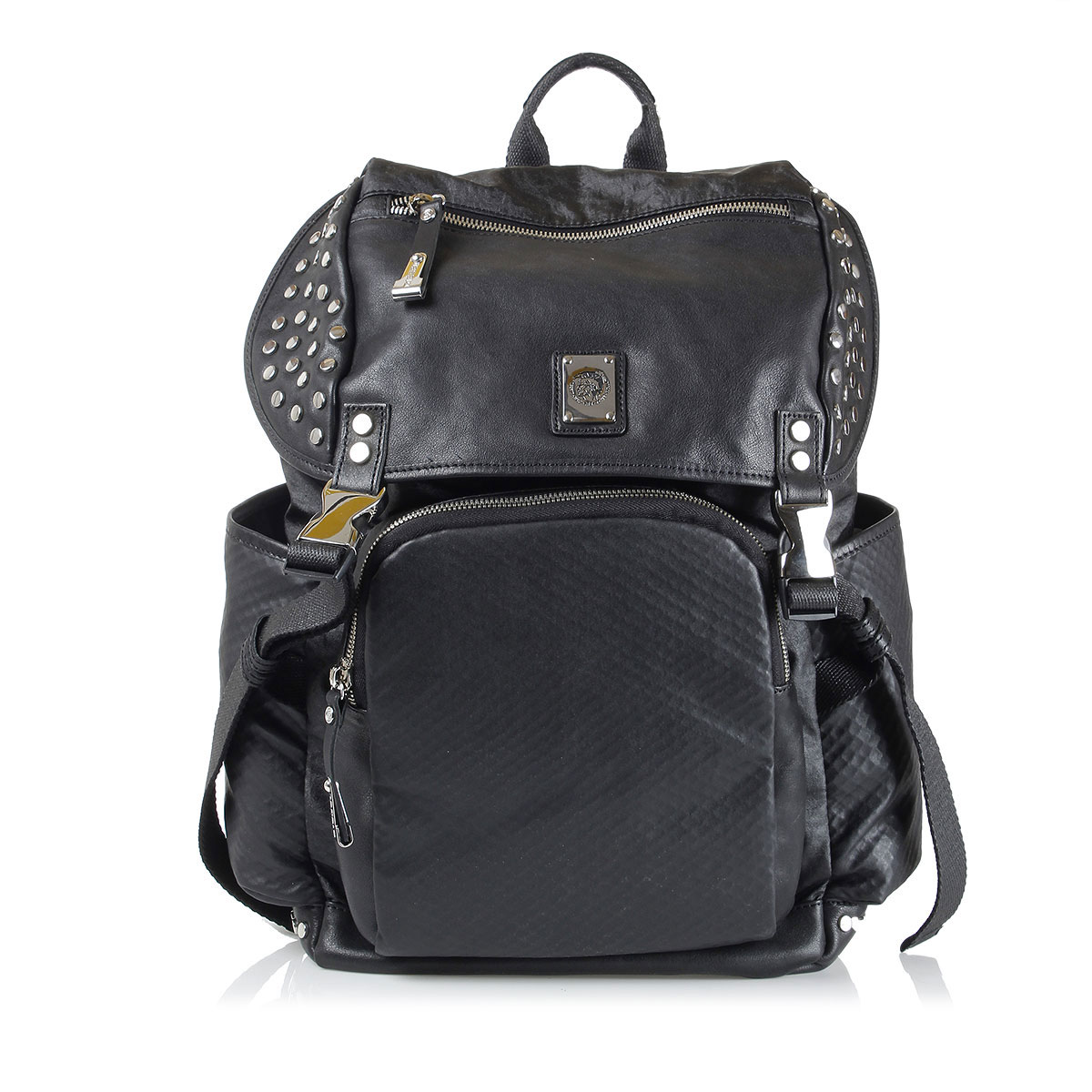 Diesel Men Studded Leather Backpack Glamood Outlet