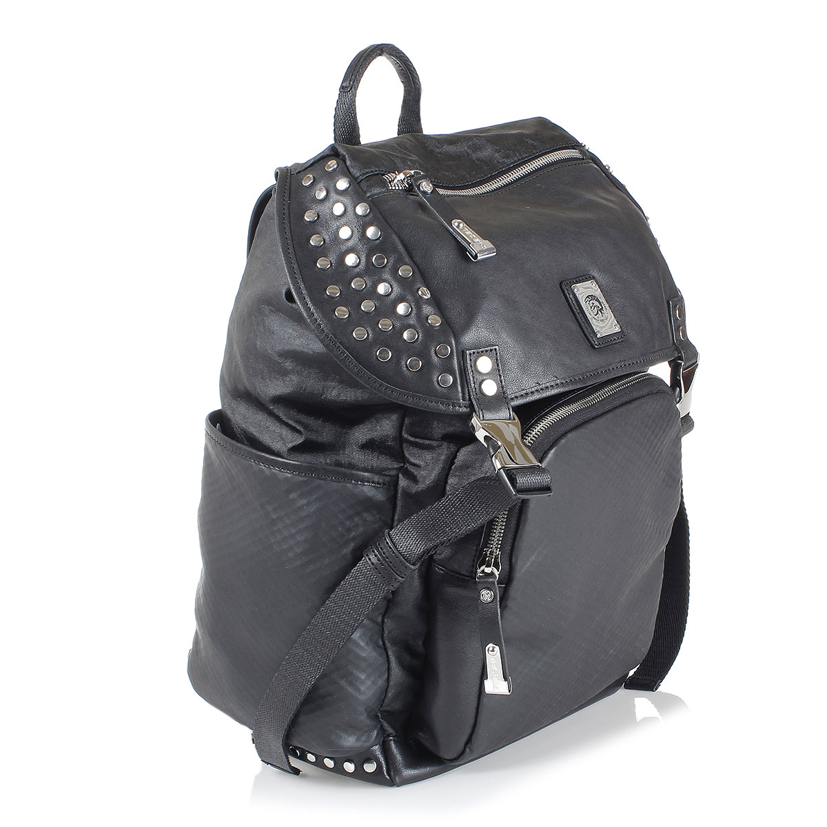 Diesel Men Studded Leather Backpack Glamood Outlet
