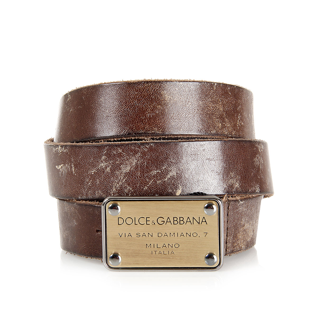 Dolce & Gabbana Men Leather Belt Vintage Effect Glamood Outlet