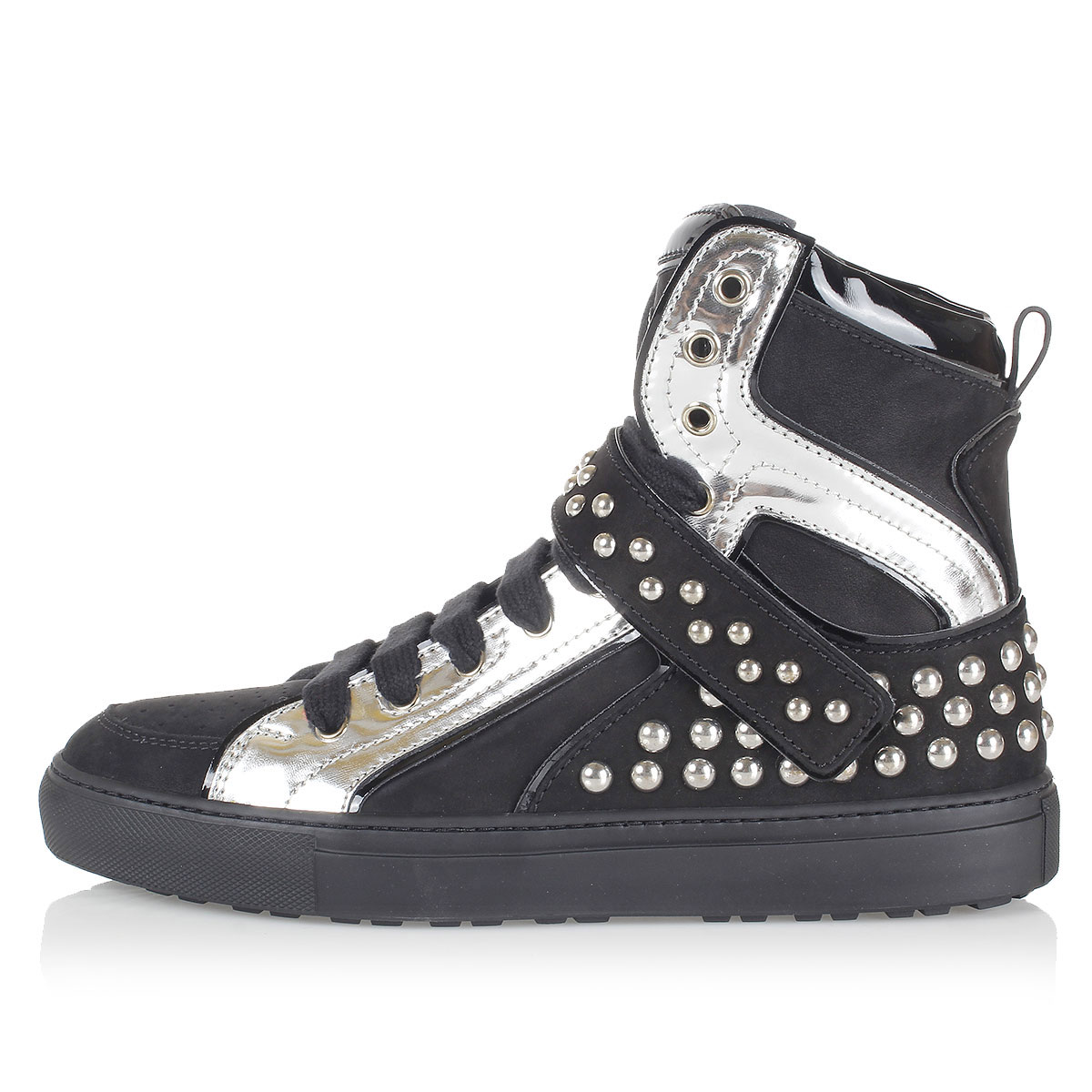 Dsquared2 Men Leather high sneakers with studs Glamood Outlet
