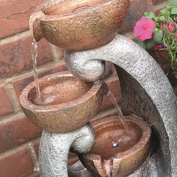 Three Tiered Pouring Water Feature LED 47cm Three Tiered Pouring Water Feature LED 47cm