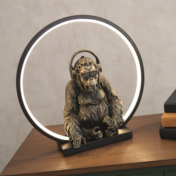 LED Gorilla in Headphones Lamp 35cm
