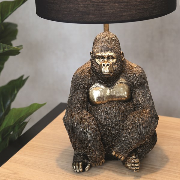 Gorilla Base Black Shaded Lamp 45cm Gorilla Base Black Shaded Lamp 45cm