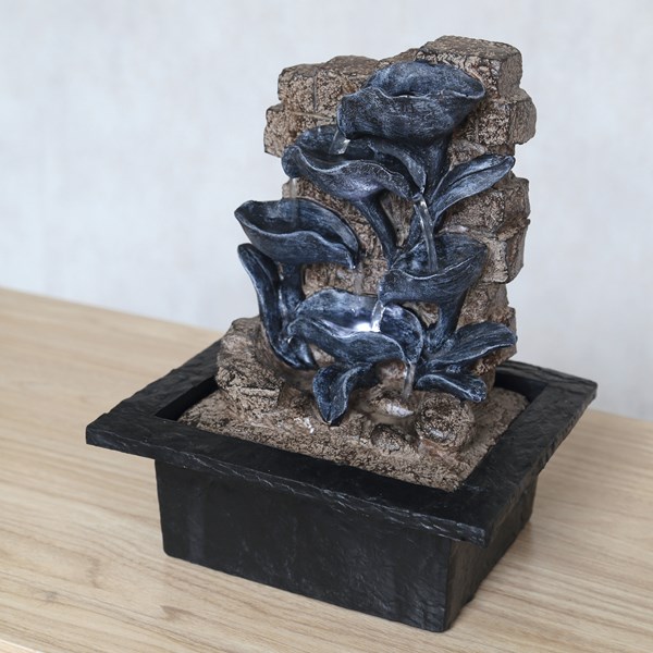 Multi-Tier Stone Wall Effect LED Water Feature 27cm