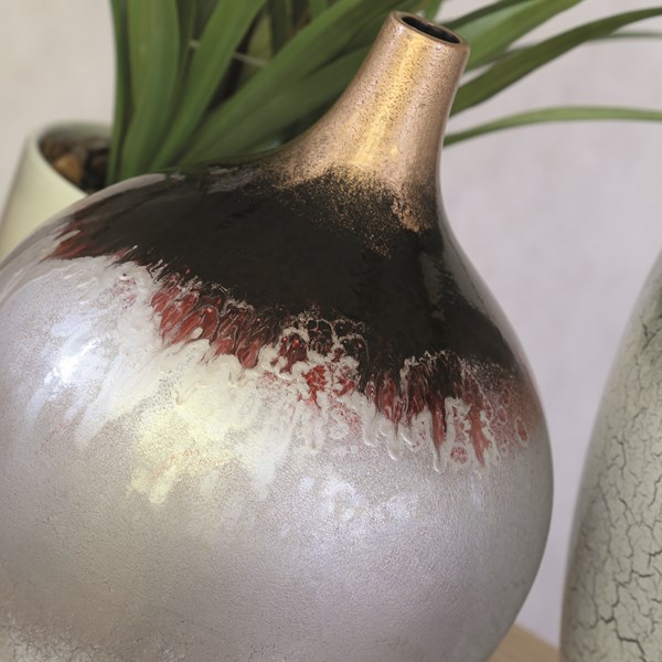 Multi Surface and Colour Narrow Neck Bulb Vase 25cm