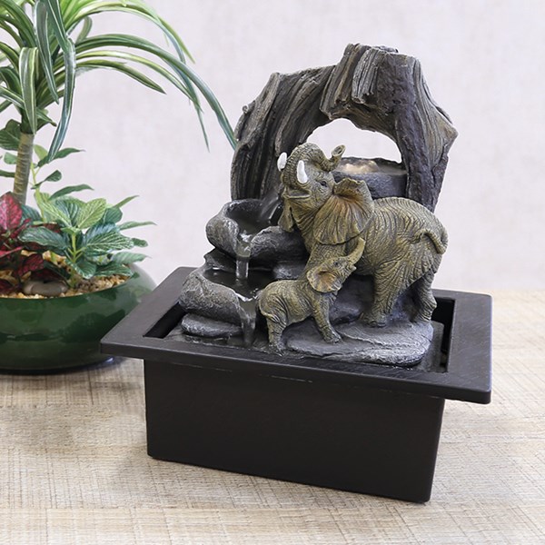 Three Tier LED Elephant Water Feature 25cm