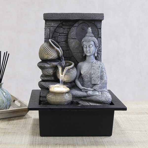 Three Tier Urn Buddha LED Water Feature 32cm Three Tier Urn Buddha LED Water Feature 32cm