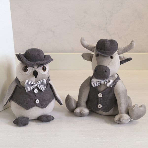 Owl Door Stop Grey 32x21cm
