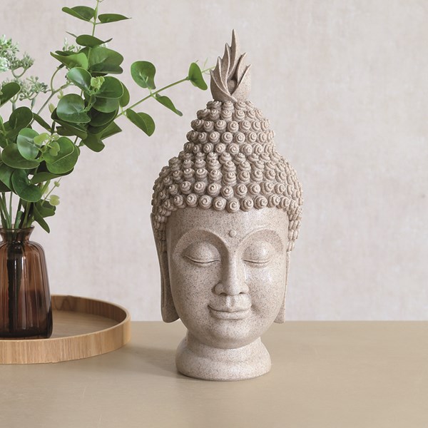 Stone Effect Buddha Head 37cm Stone Effect Buddha Head 37cm