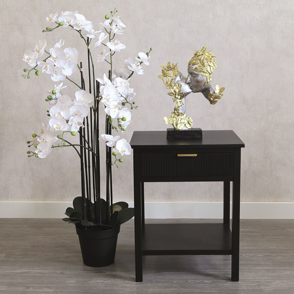 White Orchid in Black Pot 115cm