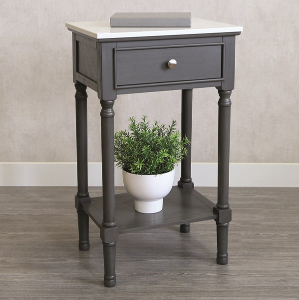 Marbled Top 1 Drawer Accent Table