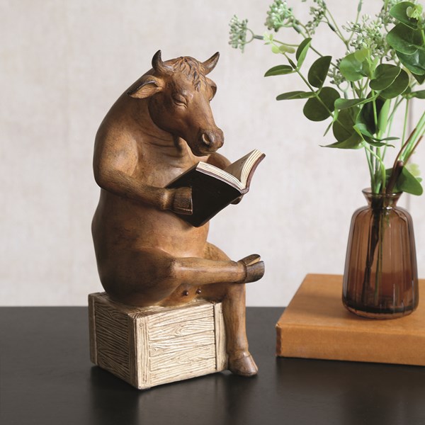 Cow Reading Figure 27cm