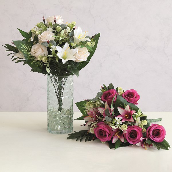 Rose & Lily Floral Bouquet 45cm 2 Assorted