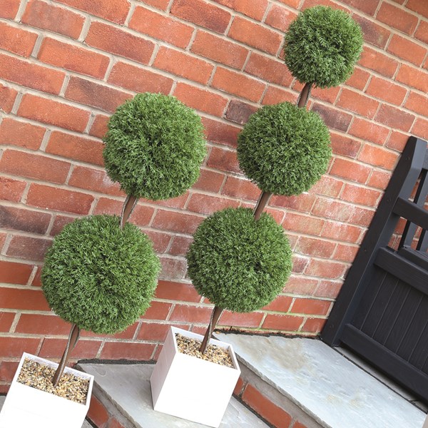 Duo Ball Topiary Tree in Wooden Pot 100cm Duo Ball Topiary Tree in Wooden Pot 100cm