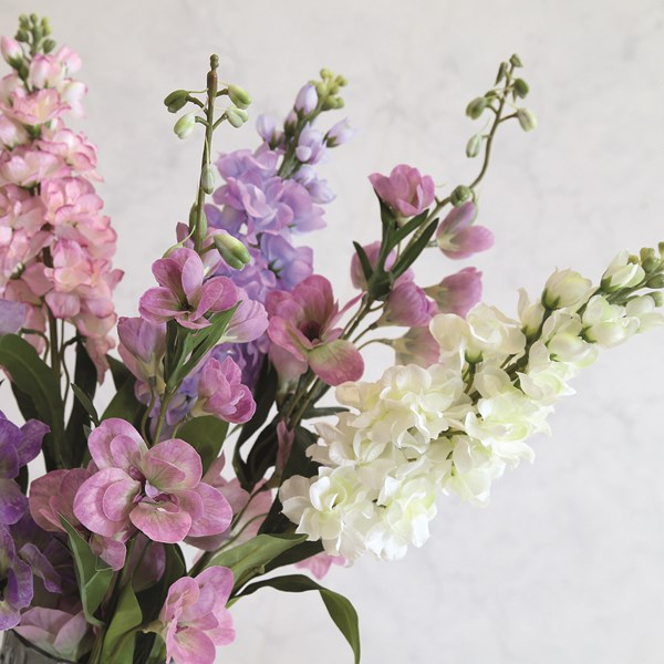 Pink, Purple, and White Stocks Flower Vase 56cm